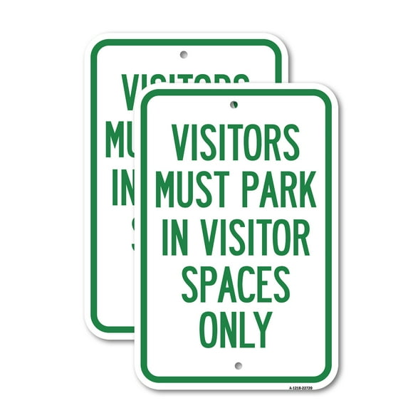 (2 Pack) Visitors Parking Sign Visitors Must Park in Visitor Spaces Only | 12" X 18" Heavy-Gauge Aluminum Sign | Rust Free Aluminum, Weather Resistant, Waterproof, Fade Resistant, 2