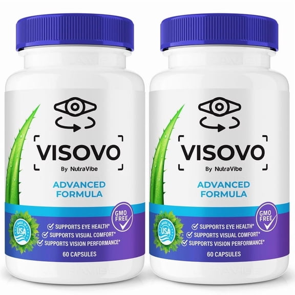 (2 Pack) Visovo Capsules Daily Eye Care with Original Blend to Support Visual Wellness, Eye Comfort & Vision | Just 2 Gentle, Easy-to-Swallow Pills (120 Capsules)