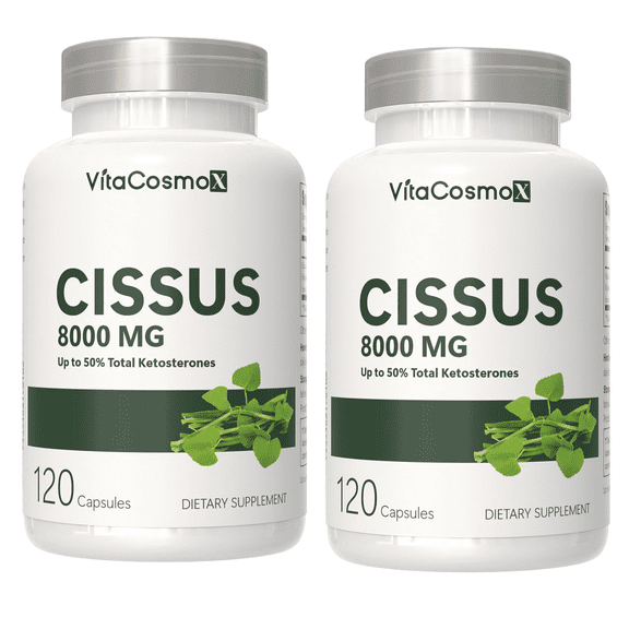 2 Pack - VitaCosmoX Cissus Quadrangularis Extract 8000mg Ketosterones 120 Capsules