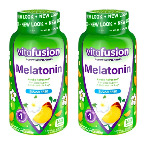 2 Pack Vitafusion Melatonin Gummy Supplement 3mg White Tea & Peach 140 Gummies