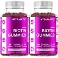 thumbnail image 1 of 2 Pack - Vitamatic Biotin Gummies 10,000 mcg for Stronger Hair, Skin & Nails - 60 Vegan Gummies - Vitamin B7 (Total 120 Count), 1 of 7