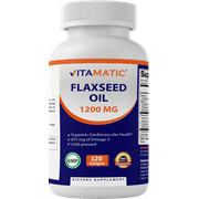 2 Pack Vitamatic Flaxseed Oil 1200mg 120 from Cold Pressed Flax Seed - 675 mg of ALA Omega 3 Fatty Acids for Improving Heart Health