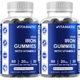2 Pack Vitamatic Iron Gummies Supplement for Women & Men 20mg