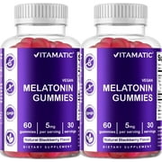 2 Pack Vitamatic Melatonin Gummies for Kids & Adults - (2.5mg 5mg & 10mg Doses) - 60 Vegan Gummies - Natural Sleep Aid Supplement (Total 120 Gummies)