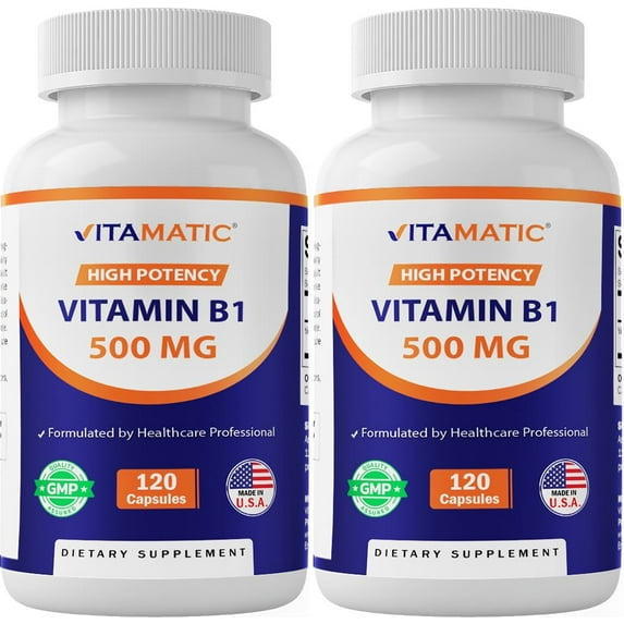 2 Pack Vitamatic Vitamin B1 (Thiamine) 500mg, 120 Capsule