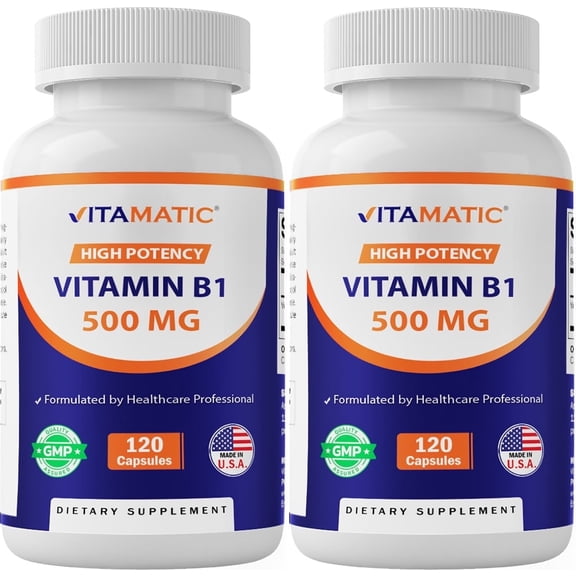 2 Pack Vitamatic Vitamin B1 (Thiamine) 500mg, 120 Capsule