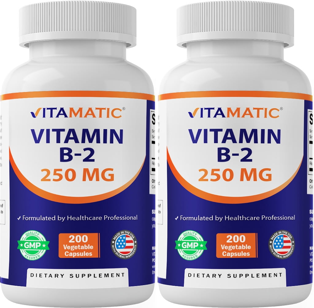 Vitamatic Vitamin B2 250 mg, 200 Capsules, Supports Cellular Energy ...