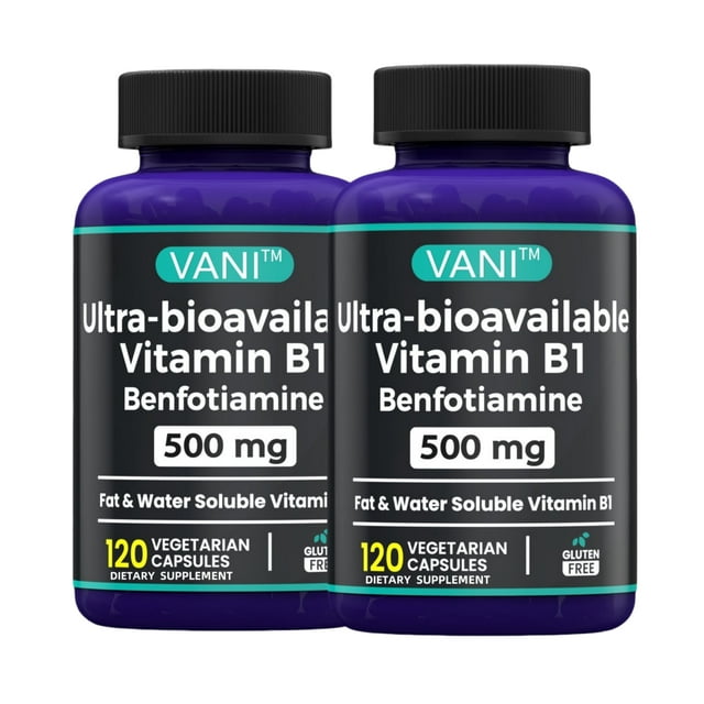 （2 Pack）Vitamin B1 Benfotiamine 500mg Supplement Thiamine B1