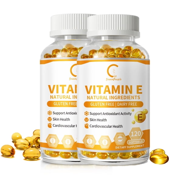 2 Pack)Vitamin E Capsules,1000 IU Mixed Tocopherols, Antioxidant Protection & Immunity Boost Supplement, 120 Softgels
