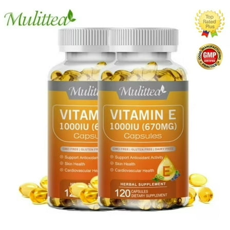 (2 Pack)Vitamin E D-Alpha Capsules,with 1000IU 670MG Supports Antioxidant,Immune System,240 Softgels