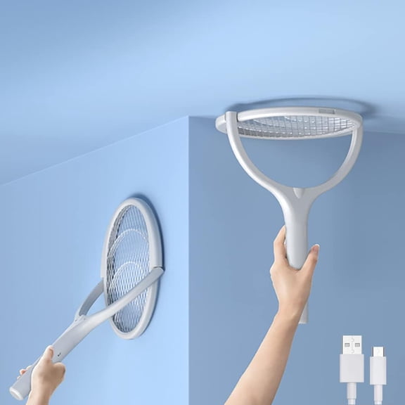 2-Pack VoluVibe Electric Bug Zapper Racket Mosquito Fly Gnat Wasp Killer USB Type-C Rechargeable Swatter Indoor Rotating Head