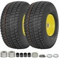 thumbnail image 1 of (2 Pack) WEIZE 15x6.00-6 Tubeless Tire and Wheel Assembly, Replacement Lawn Mower Front Tires, Compatible with John Deere Riding Mowers 100 and 300 Series, 3" Offset Hub, 3/4" or 5/8" or 1/2" Bushing, 1 of 7