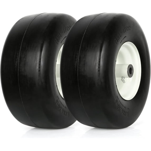 (2 Pack) WEIZE 15x6.00-6 Tubeless Tire and Wheel Assembly, Replacement Lawn Mower Front Tires, Compatible with John Deere Riding Mowers 100 and 300 Series, 3" Offset Hub, 3/4" or 5/8" or 1/2" Bushing