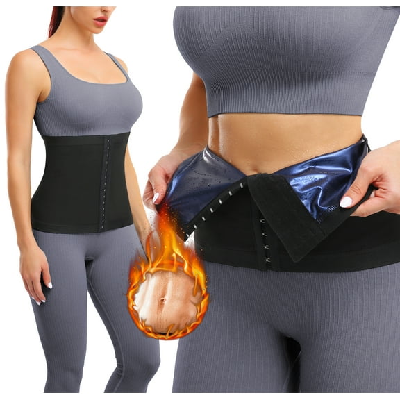 2 Pack Waist Trimmer for Women Sweat Wrap Sweat Waist Trainer Sweat Tummy Workout Belt Stomach Wraps for Bodybuilding