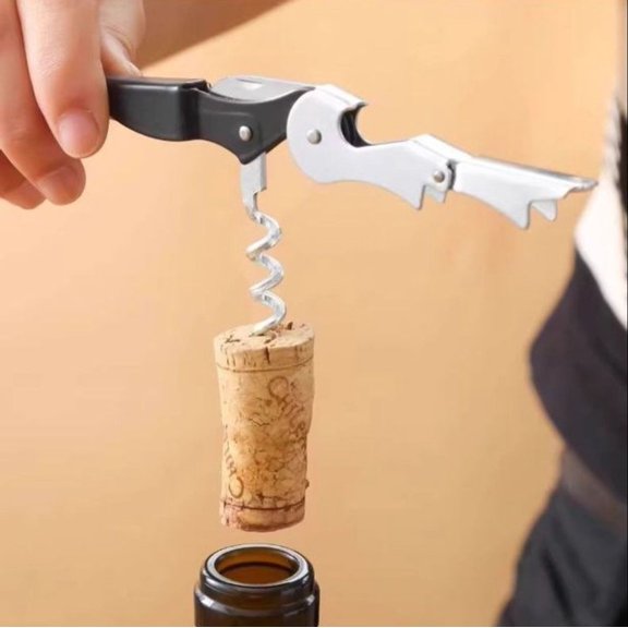 2 Pack Waiter Style Corkscrew Wine Opener, Stainless Steel Multi-Function Bottle Opener with Foil Cutter and Cap Lifter