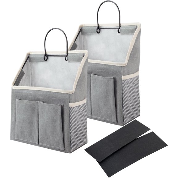 2 Pack Wall Hanging Bag Organizer Basket with Pockets for Bathroom Bedroom Kitchen Dorm Room Essentials Rv Storage and Organization (Gray)
