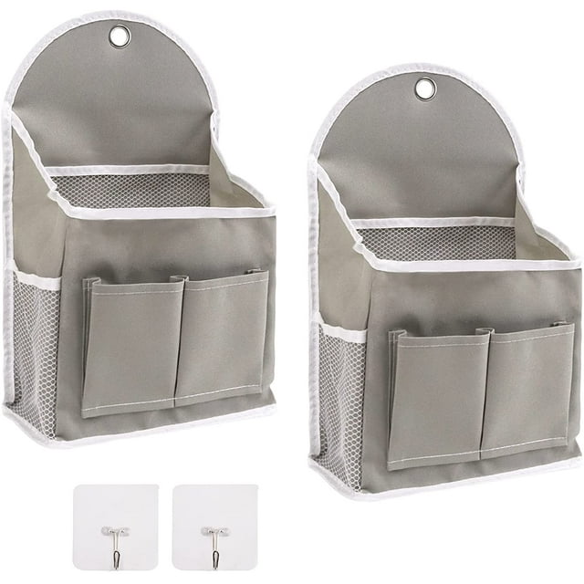 2 Pack Wall Hanging Storage Bag with Pocket, Fabric Organizer Basket
