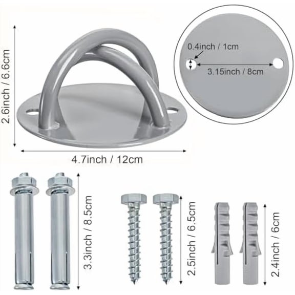 2 Pack Wall Mount Bracket for Suspension Straps, Ceiling Anchor Mount for Rings, Body Weight Strength Training Systems, Yoga Swings, Boxing Equipment
