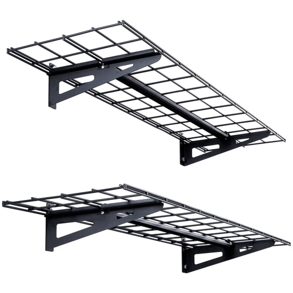 2-Pack Wall Mount Garage Shelves, 4 ft x 1 ft Metal Storage Racks, 400 lbs Total Weight Capacity - Sturdy for Garage & Shed