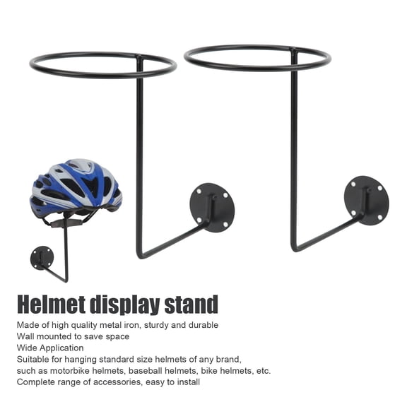 2-Pack Wall Mount Iron Motorcycle Helmet Rack Stand with Hardware for Helmets, Jackets, Hats, and Balls - 5.3 Inch Round Frame 2pcs for Jackets Coats Hats Dancing Masks Balls