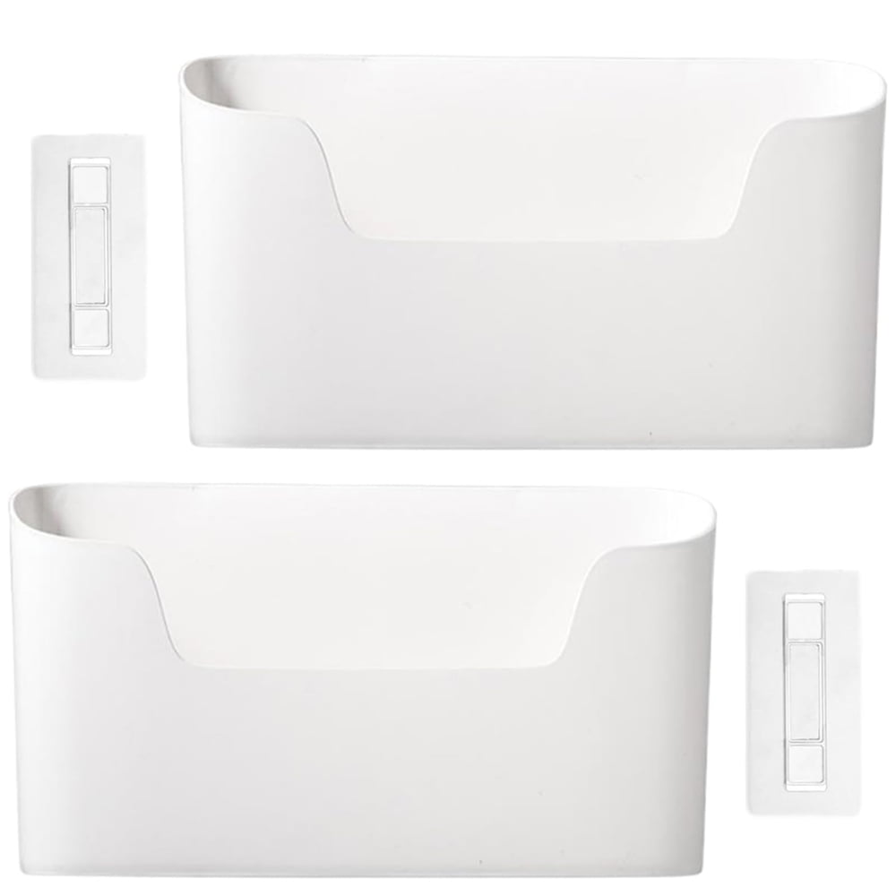 2 Pack Wall Mount Organizer for Cosmetics, Utensils & Seasonings, Adhesive Plastic Storage Shelf Caddy, Space-Saving Cabinet Door Organizer for Kitchen, Bathroom, Pantry By HYG