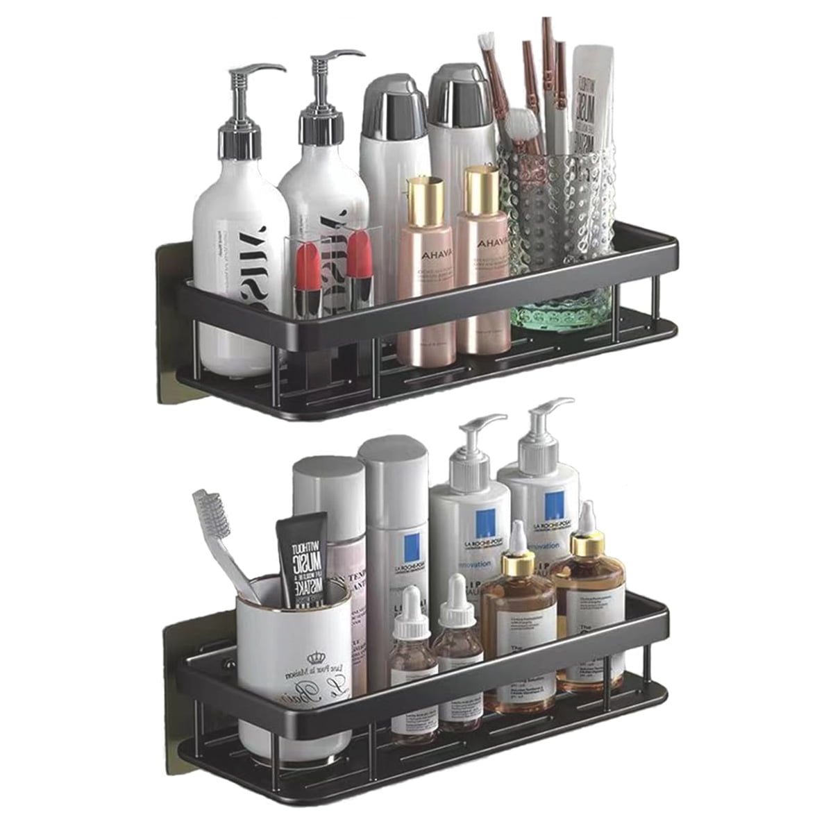 2-Pack Wall-Mounted Bathroom Organizer Shelves for Space-Saving Storage ...