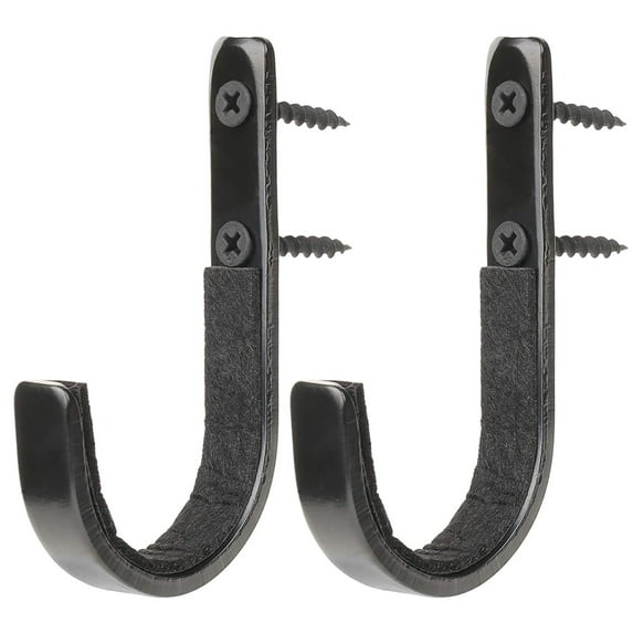 2 Pack Wall Mounted Bow Hooks, Black Stainless Steel Coat Hooks - Heavy Duty Durable Hat Rack for Entryway, Closet & Robe, 4 Pcs Screws Included, Easy to Install, for Home Office(Black,4.7x1.5")