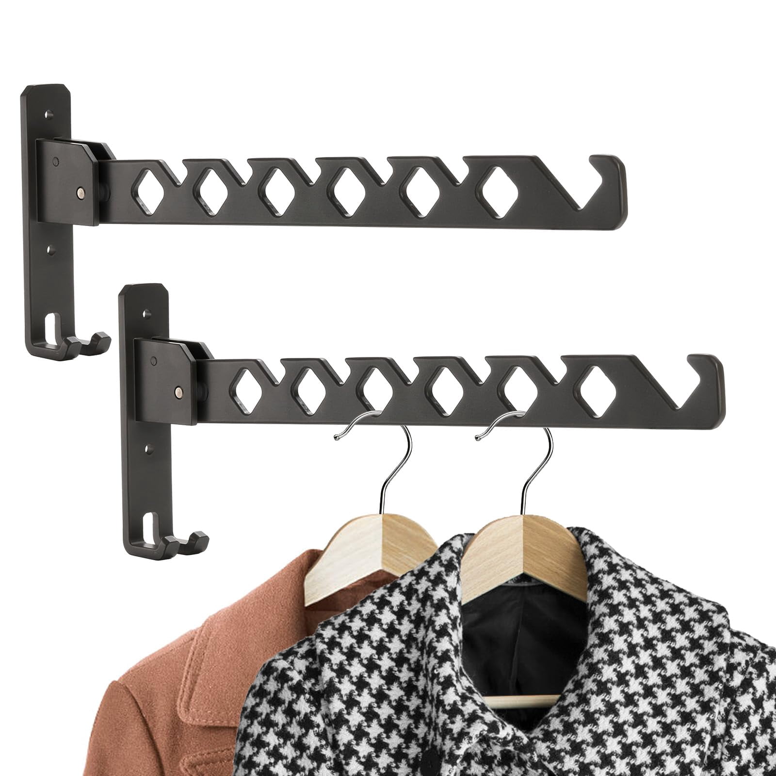 2 Pack Wall Mounted Clothing Drying Rack, Metal Coat Drying Hanger ...