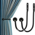 thumbnail image 1 of 2 Pack Wall-Mounted Curtain Tie Back Hooks, Heavy Metal Decorative Drapery Holdbacks with Screws, 6.3 Inch Black Curtain Hooks for Bedroom, Living Room and Window Drapes, 1 of 3