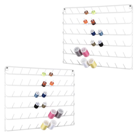 2 Pack Wall Mounted Thread Spool Rack, Metal Sewing Thread Holder and Jewelry Organizer
