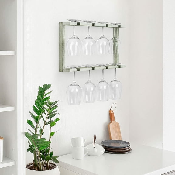 2 Pack Wall Mounted Wine Glass Stemware Rack Holder Hanger for Kitchen Home Bar