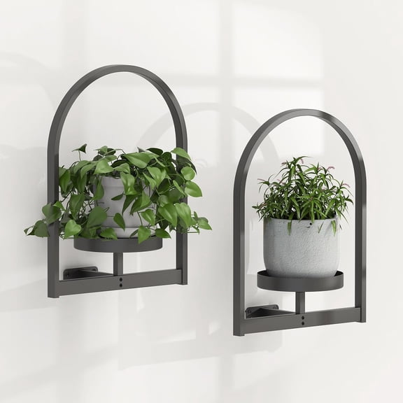2 Pack Wall Plant Holders, Metal Window Planters Shelves, Indoor Plants Stands, Wall Decor Planter Hanging Shelf, Gifts for Plant Lovers