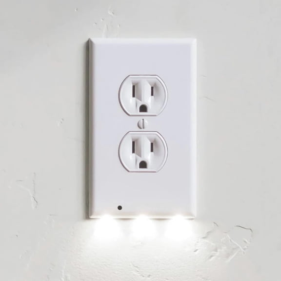2 Pack - Wall Plate Night Light - - LED Night Lights Built Into Electrical Outlet Wall Plates - Turn NightLight On/Off Automatically (Duplex, White)