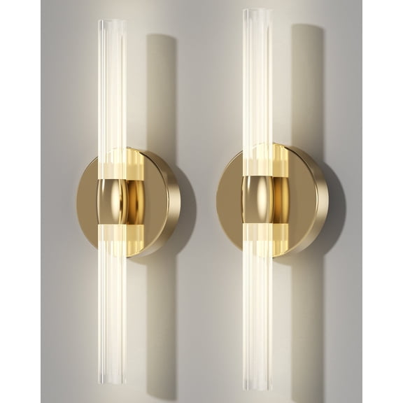 GPED 2 Pack Wall Sconces, Hardwired Wall Sconces Light, 19.7 in Modern Glass Indoor Sconces Wall Lamp, 360 Full Lighting, LED Wall Lights for Bedroom,Living Room,Hallway ,Entryway