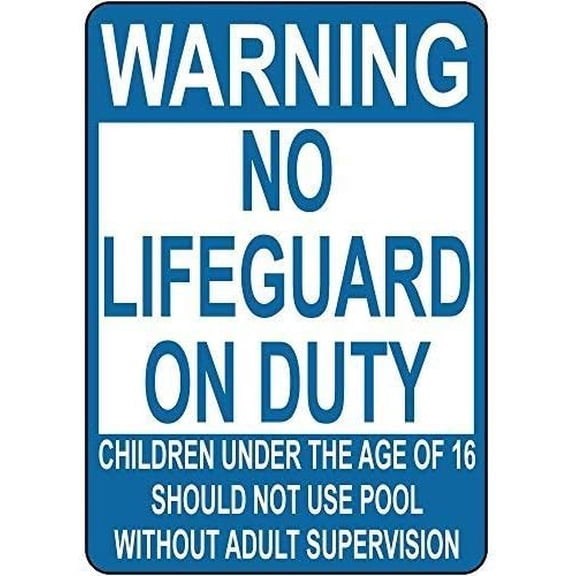 2 Pack Wall Signs Warning No Lifeguard On Duty Children Not Use Pool 12x8 Metal Sign Swimming Pool Signs