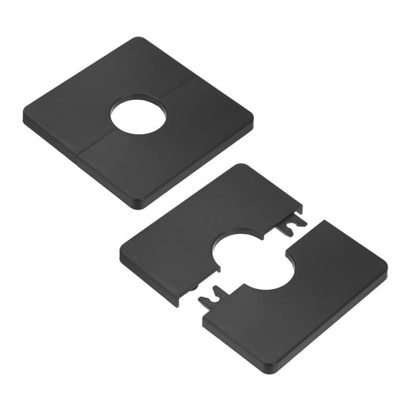 2-Pack Wall Split Flange, for 1 Inch/25mm OD Pipe ABS Escutcheon Plate Square Plumbing Cover Plates [Black]