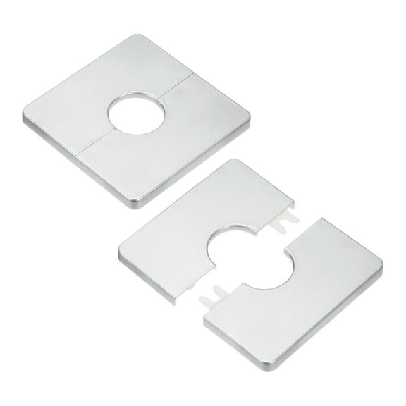 2-Pack Wall Split Flange, for 1 Inch/25mm OD Pipe ABS Escutcheon Plate Square Plumbing Cover Plates [Silver Tone]
