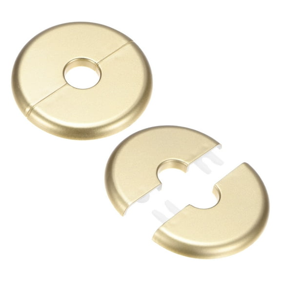 Uxcell 2 Pack Wall Split Flange, for 16mm OD Pipe ABS Escutcheon Plate Round Self-Adhesive Plumbing Cover Plates Gold Tone