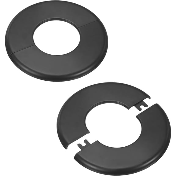 2-Pack Wall Split Flange, for 2 Inch/50mm OD Pipe ABS Escutcheon Plate Round Self-Adhesive Plumbing Cover Plates Water Pipe/Faucet [Black]