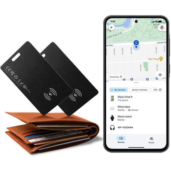 2-Pack Wallet Tracker Card for Android,Rechargeable Wallet Finder, Thin and Light Smart Card IP68 Waterproof GPS Tracker Item Locator for Find Hub App(Android Only)