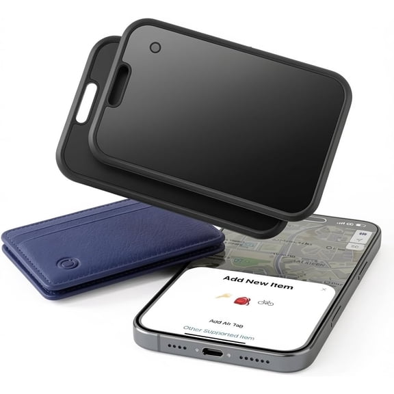 2 Pack Wallet Tracker Card [Apple MFi Certified] Work with Find My(iOS Only)Wireless Charging Ultra Thin Bluetooth Air Tracking Card Tags Waterproof Key Finder Item Locator