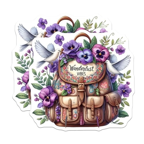 (2 Pack) Wanderlust Vibes Magnets Magnets - Inspirational Travel Theme - Decorative Backpack Design - 5" On Longest Side - Made in USA - Sticks to Refrigerators & Metal Surfaces - MAG8836