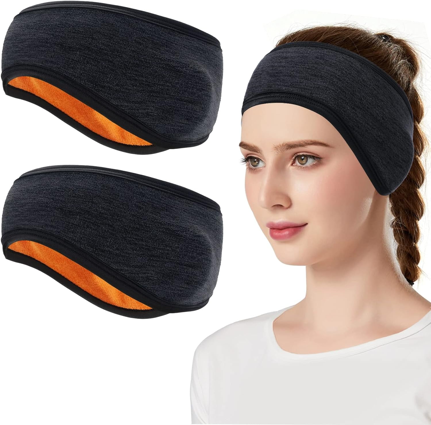 2 Pack Warm Headband Ear Muffs Sports Headwear Warmers for Yoga Cycling