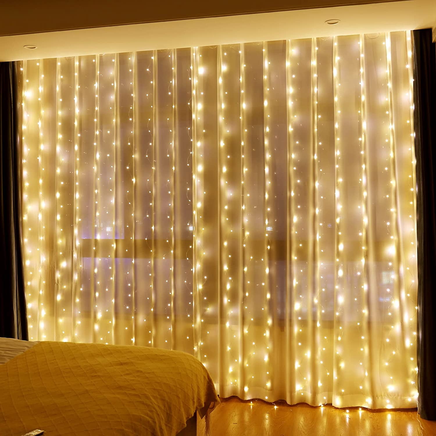 2 Pack Warm White 300LED Fairy Lights, 9.8x9.8ft LED String Lights with Timer & 8 Modes, USB Plug-in Rotating Clips & 12 Hooks for Bedroom Indoor Outdoor Wedding Decor