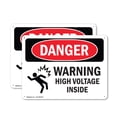 thumbnail image 1 of (2 Pack) Warning High Voltage Inside OSHA Danger Sign 10 Inch X 7 Inch Plastic Sign, Weather Resistant, UV Protected for Workplace, Business, and Construction Site, Made in the USA, 1 of 8