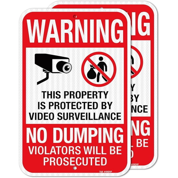 2 Pack Warning No Dumping Dumpster Not for Public use Sign, 8 x 12 Inches No Dumping - Video Surveillance Signs, Reflective Aluminum