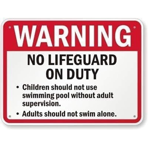 2 Pack Warning No Lifeguard On Duty Children Should Not Use Swimming Pool Without Adult Sign 8 X 12 Inch Guard Duty Life Sign