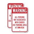 thumbnail image 1 of (2 Pack) Warning - All Persons Not Associated with Church Use Parking Area at Own Risk | 12" X 18" Heavy-Gauge Aluminum Sign | Rust Free Aluminum, Weather Resistant, Waterproof, Fade, 1 of 4
