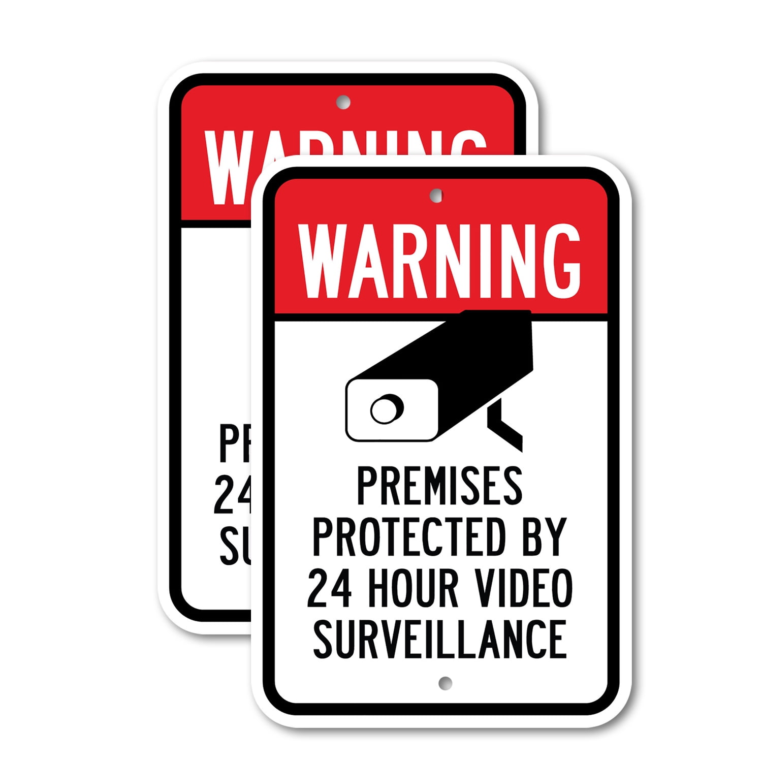 (2 Pack) Warning Premises Protected By 24 Hour Video Surveillance | 12 ...
