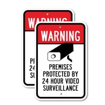 (2 Pack) Warning Premises Protected By 24 Hour Video Surveillance | 18" X 24" Heavy-Gauge Aluminum Sign | Rust Free Aluminum, Weather Resistant, Waterproof, Fade Resistant, 2